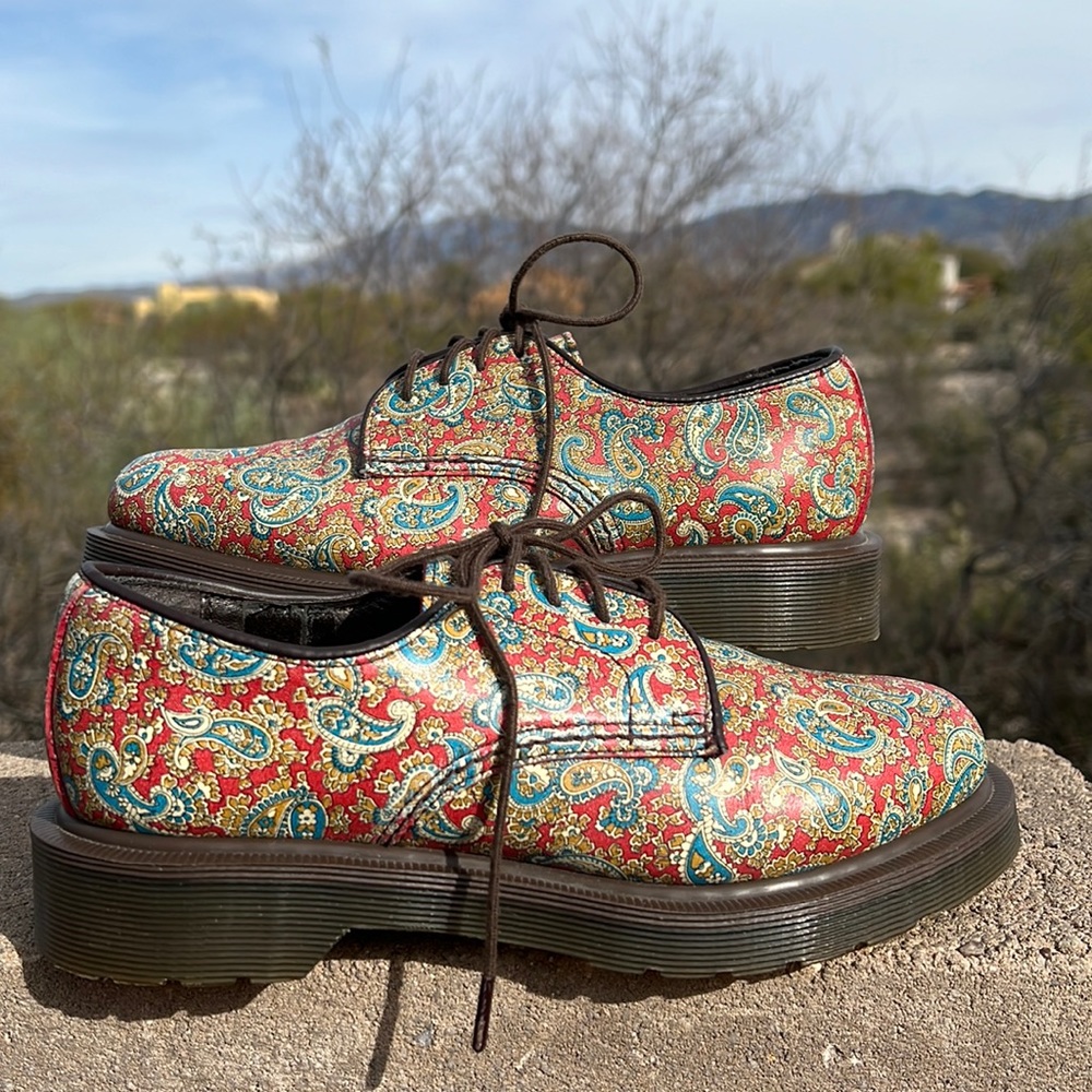 Dr. Martens Red Paisley Floral Octavius Colorful Oxfords Loafers